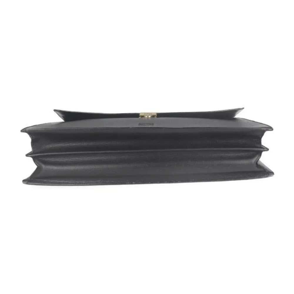 Loewe Briefcase Business Bag 13-50.70.002-1579 Leather Black Gold Hardware
